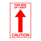 SPC 'This Side Up' Die Cut Labels - White/ Red - 3" x 5" - 500/Roll-Red print on white