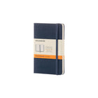 Moleskine Classic Ruled Hard Cover Notebook with Pocket, Sapphire Blue, 3.5" x 5.5"-192 pages, 3.5" x 5.5" Ivory coloured paper