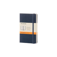 Moleskine Classic Ruled Hard Cover Notebook with Pocket, Sapphire Blue, 3.5" x 5.5"-192 pages, 3.5" x 5.5" Ivory coloured paper