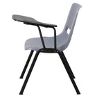 Flash Furniture Ergonomic Shell Chair, Gray, with Left-Handed Flip-Up Tablet Arm (RUTEO1GYLTAB)-23"W x 28"D x 32.13"H