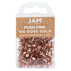 JAM Paper Push Pins, Rose Gold, 100 Pack (22432063)-Standard plastic pushpins