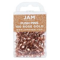 JAM Paper Push Pins, Rose Gold, 100 Pack (22432063)-Standard plastic pushpins