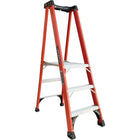 Louisville Ladder 6' Industrial Extra Heavy-Duty Fibreglass Pro Platform Stepladder FXP1800 Series, Stainless Steel (FXP1803HD)-Nominal Height: 6'