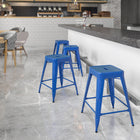 Flash Furniture 24" High Backless Blue Metal Indoor-Outdoor Counter Height Stool with Square Seat-Backless Design