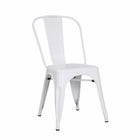 Plata Import Tolix Armless Metal Chairs - White - 2 Pack-High back