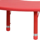 Flash Furniture 35"W x 65"L Half-Moon Plastic Height Adjustable Activity Table - Red-220 lb. Static Load Capacity