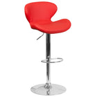 Flash Furniture Contemporary Vinyl Adjustable Height Barstool with Curved Back & Chrome Base - Red-Mid-Back Design