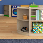 Flash Furniture Bright Beginnings Commercial Grade 2 Tier Wooden Classroom Corner Storage Unit with Rounded Front Edges -Natural-Wipe Clean with a Damp Cloth