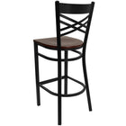 Flash Furniture HERCULES Series Black "X" Back Metal Restaurant Barstool - Mahogany Wood Seat-Mahogany Finished Wood Seat