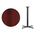 Flash Furniture 36'' Round Laminate Table Top, Mahogany with 30'' x 30'' Bar-Height Table Base (XURD36MAT3030B)-Mahogany Laminate Top