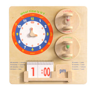 Flash Furniture Bright Beginnings Commercial Grade STEAM Wall Activity Board w/ Natural Finish, Multicolor Accents, Telling Time-Contemporary Commercial Grade Telling Time STEAM Wall System Accessory Board