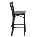 Flash Furniture HERCULES Series Black Two-Slat Ladder Back Metal Restaurant Barstool - Mahogany Wood Seat-Ladder Back Design