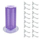 Azar Interlock Peg Tower with Revolving Base and Hooks - 4" x 4" x 12" - Purple-Sold in multiples of: 1