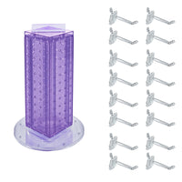 Azar Interlock Peg Tower with Revolving Base and Hooks - 4" x 4" x 12" - Purple-Sold in multiples of: 1