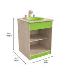 Flash Furniture Bright Beginnings Commercial Grade Wooden Children's Kitchen Sink with Integrated Storage-Knobs Turn for Interactive Play