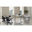 Luxor (STAND-NESTC-72) 72" Adjustable Flip Top Table-Black powder coated steel frame with clear anodized inner leg. Pneumatic lever