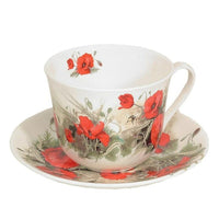 Roy Kirkham Breakfast Cups & Saucers - Poppy (Set of 2)-Breakfast Cups & Saucer