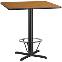 Flash Furniture Laminate 42" Square X-Base Table, Natural (XUNT4242T33B4F)-Bar Height Hospitality Table