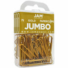 JAM Paper Colored Jumbo 2" Paper Clips - Gold - 2 Packs of 75-Size: 2 inches (Large/Jumbo)