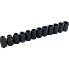 Gray Tools 12 Piece 1/2" Drive 6 Point Metric, Standard Impact Socket Set, 8mm-19mm-Contains Sizes: 8, 9, 10, 11, 12, 13, 14, 15, 16, 17, 18, 19mm.