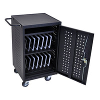 Luxor Tablet Charging Cart with 30 Electrical Outlets, Black-Black
