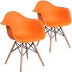 Flash Furniture Alonza Series Plastic Chairs with Wooden Legs - Orange - 2 Pack-Transparent Crystal Finish