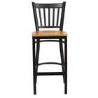 Flash Furniture HERCULES Series Black Vertical Back Metal Restaurant Barstool - Natural Wood Seat-Metal Barstool