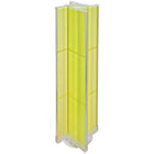 Azar Displays 13.5"W x 60"H 4-Sided Pinwheel Pegboard Display with Revolving Base, Translucent Yellow (700460-YEL)-Includes four panels & Acrylic Sign Holder strip and stands on a 23" revolving base