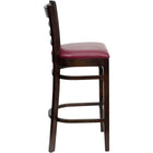Flash Furniture HERCULES Series Ladder Back Walnut Wood Restaurant Barstools with Burgundy Vinyl Seat - 2 Pack-Burgundy Vinyl Upholstered Seat