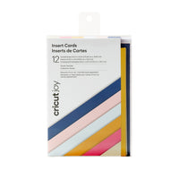 Cricut Joy Insert Cards - 4.5" x 6.25" - Sensei Sample - 12 Pack-12 cards (4 of each colour) Twilight, Tulip, Powder Blue. 12 inserts (4 of each colour) Mustard, Party Pink, Khaki. 12 White envelopes