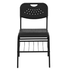 Flash Furniture HERCULES Plastic Chair with Black Frame & Book Basket - Black-Multipurpose Student Chair