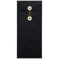 JAM Paper #10 Policy Business Envelopes with Button and String Closure - 4.125" x 9.5" - Black Linen - 500 Pack-Colour: Black Linen Envelopes