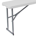 Flash Furniture 10.25"W x 71"L Bi-Fold Granite Plastic Bench with Carrying Handle - White-Seats up to 3 Adults