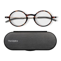 ThinOptics FrontPage Manhattan Reading Glasses - +2.00 Strength - Tortoise with Milano Black Case-Comfort: ThinOptics reading glasses are feather-light. They grip with gentle pressure and can be moved up or down your nose for optimal fit and comfort.