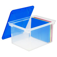 Storex Plastic Stackable Letter Legal File Tote, Semi Clear (61508B04C)-Lid stays securely attached to protect your items from water and dirt