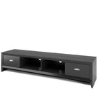 CorLiving TLK-802-B Lakewood Extra Wide TV Bench, Black Wood Grain Finish for TVs up to 80"-Open shelves for your center channel / PVR