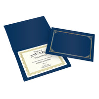 Geographics Certificate and Document Covers, Linen Textured, 9-3/4" x 12-1/2", Navy, 6 Pack-Exquisite Gold Foiling