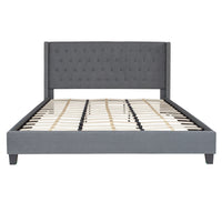 Flash Furniture Riverdale King Size Tufted Upholstered Platform Bed - Dark Grey Fabric-Platform Bed