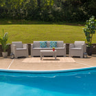Flash Furniture 4 Piece Outdoor Rattan Set with 3 Seat Sofa, Light Grey (DADSF113TCRC)-Straight Arms