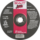 United Abrasives Depressed Center Cut-Off Wheel, 7" x 0.045", 7/8" Arbor, Type 27, Aluminum Oxide, 8500 Rpm - 36 Pack-Abrasive Material: Aluminum Oxide