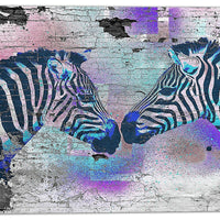 Designart Painted Zebras Street Art Canvas Artwork, (PT3629-30-30)-Print
