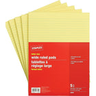 Staples Letter-Sized Wide-Ruled Paper Pads - Yellow - 8-3/8" x 10-7/8" - 80 Sheets - 5 Pack-Letter-sized writing pad features yellow paper with wide ruling
