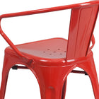 Flash Furniture Red Metal Indoor-Outdoor Chair with Arms-Drain Holes in Seat