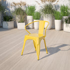 Flash Furniture Yellow Metal Indoor-Outdoor Chair with Arms-Yellow Powder Coat Finish