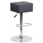 Flash Furniture Contemporary Grey Vinyl Adjustable Height Barstool with Square Seat & Chrome Base-Contemporary Style Stool