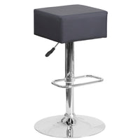 Flash Furniture Contemporary Grey Vinyl Adjustable Height Barstool with Square Seat & Chrome Base-Contemporary Style Stool