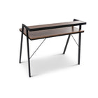 Can-Bramar Encora Writing Desk - Matte Black and Walnut-The piece features easy-care melamine veneer laminate surfaces and durable powder-coated metal frame construction