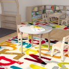 Flash Furniture Bright Beginnings 33" Round Commercial Grade Wooden Adjustable Height Classroom Activity Table - Beech/White-Assembles in 35 Minutes or Less