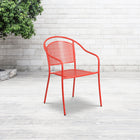 Flash Furniture Coral Indoor-Outdoor Steel Patio Arm Chair with Round Back-Rain Flower Seat and Back Design