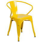 24'' Round Yellow Metal Indoor-Outdoor Table Set with 4 Arm Chairs (CH-51080TH-4-18ARM-YL-GG)-4